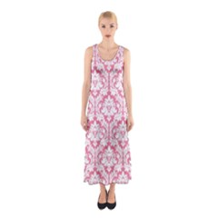 Soft Pink Damask Pattern Sleeveless Maxi Dress by Zandiepants