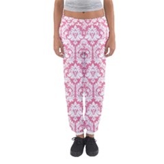 White On Soft Pink Damask Women s Jogger Sweatpants by Zandiepants