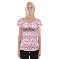 Soft Pink Damask Pattern Women s Cap Sleeve Top by Zandiepants