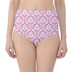 Soft Pink Damask Pattern High-waist Bikini Bottoms by Zandiepants