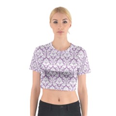 Lilac Damask Pattern Cotton Crop Top by Zandiepants