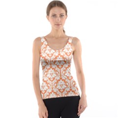 Nectarine Orange Damask Pattern Tank Top by Zandiepants