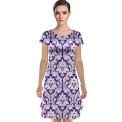 Royal Purple Damask Pattern Cap Sleeve Nightdress by Zandiepants