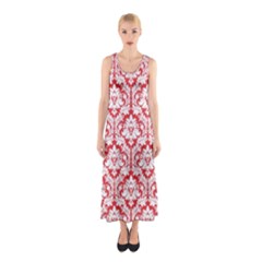 Poppy Red Damask Pattern Sleeveless Maxi Dress by Zandiepants