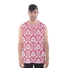 White On Red Damask Men s Basketball Tank Top by Zandiepants