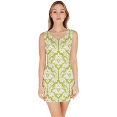 Spring Green Damask Pattern Bodycon Dress by Zandiepants