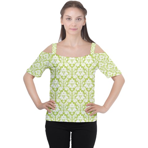 Spring Green Damask Pattern Women s Cutout Shoulder Tee by Zandiepants