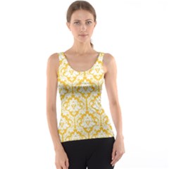 Sunny Yellow Damask Pattern Tank Top by Zandiepants