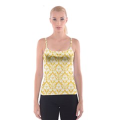 Sunny Yellow Damask Pattern Spaghetti Strap Top by Zandiepants