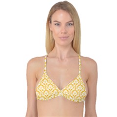 Sunny Yellow Damask Pattern Reversible Tri Bikini Top by Zandiepants