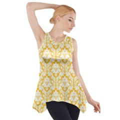 Sunny Yellow Damask Pattern Side Drop Tank Tunic by Zandiepants