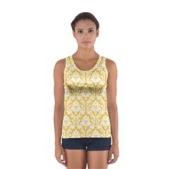 Sunny Yellow Damask Pattern Women s Sport Tank Top  by Zandiepants