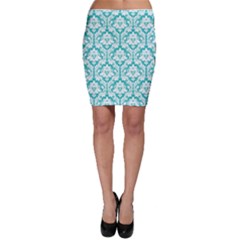 Turquoise Damask Pattern Bodycon Skirt by Zandiepants