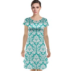 Turquoise Damask Pattern Cap Sleeve Nightdress by Zandiepants