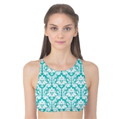 Turquoise Damask Pattern Tank Bikini Top by Zandiepants