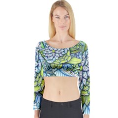 Peaceful Flower Garden Long Sleeve Crop Top by Zandiepants