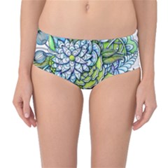 Peaceful Flower Garden Mid-waist Bikini Bottoms by Zandiepants