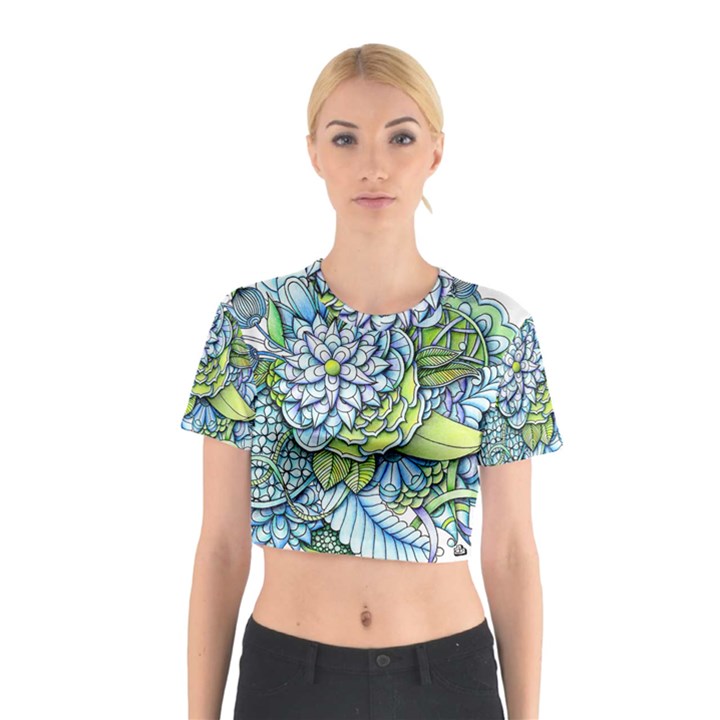 Peaceful Flower Garden Cotton Crop Top