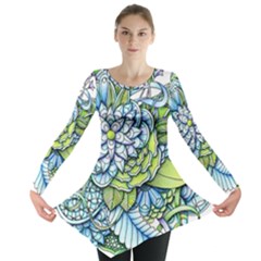 Peaceful Flower Garden Long Sleeve Tunic  by Zandiepants