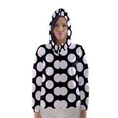 Black And White Polkadot Hooded Wind Breaker (women) by Zandiepants