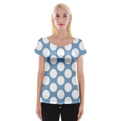 Blue Polkadot Women s Cap Sleeve Top by Zandiepants