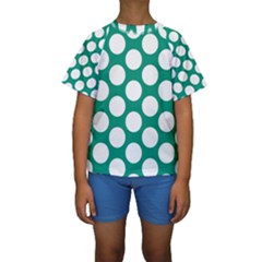 Emerald Green Polkadot Kid s Short Sleeve Swimwear by Zandiepants