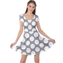 Grey Polkadot Cap Sleeve Dresses by Zandiepants