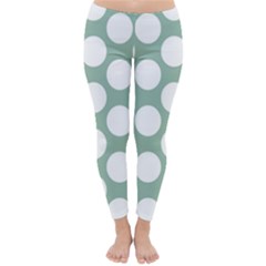 Jade Green Polkadot Winter Leggings  by Zandiepants