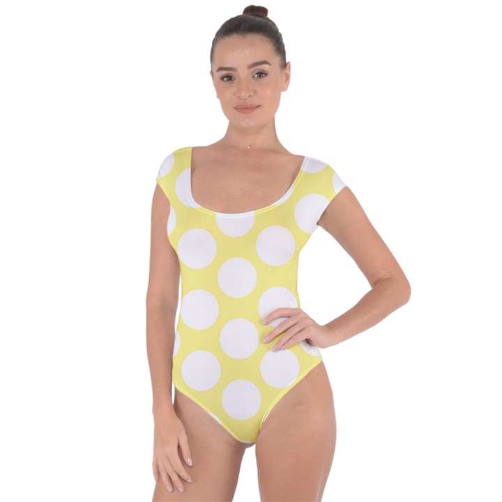 Yellow Polkadot Short Sleeve Leotard (Ladies)