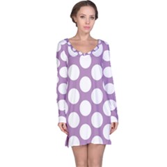 Lilac Polkadot Long Sleeve Nightdress by Zandiepants