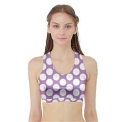 Lilac Polkadot Women s Sports Bra With Border by Zandiepants