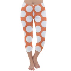 Orange Polkadot Capri Winter Leggings  by Zandiepants