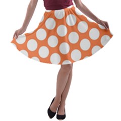 Orange Polkadot A-line Skater Skirt by Zandiepants