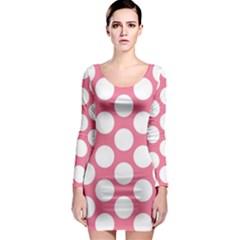 Pink Polkadot Long Sleeve Bodycon Dress by Zandiepants