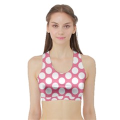 Pink Polkadot Women s Sports Bra With Border by Zandiepants