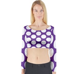 Purple Polkadot Long Sleeve Crop Top by Zandiepants