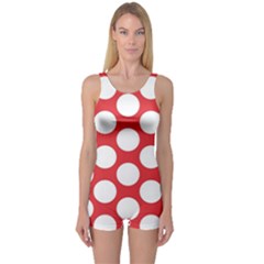 Red Polkadot One Piece Boyleg Swimsuit by Zandiepants