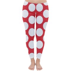 Red Polkadot Winter Leggings  by Zandiepants