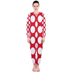 Red Polkadot Onepiece Jumpsuit (ladies)  by Zandiepants