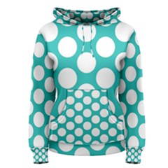 Turquoise Polkadot Pattern Women s Pullover Hoodie by Zandiepants