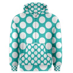 Turquoise Polkadot Pattern Men s Zipper Hoodie by Zandiepants