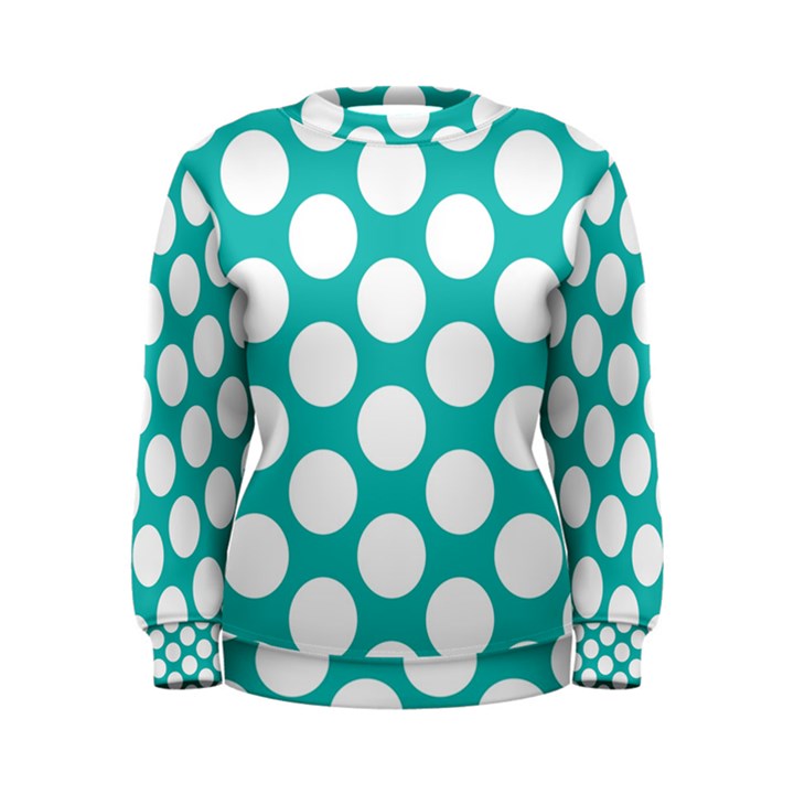 Turquoise Polkadot Pattern Women s Sweatshirt