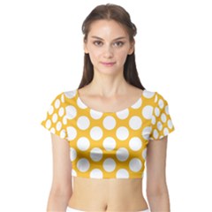 Sunny Yellow Polkadot Short Sleeve Crop Top (tight Fit) by Zandiepants