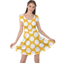 Sunny Yellow Polkadot Cap Sleeve Dresses by Zandiepants