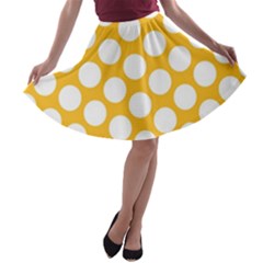 Sunny Yellow Polkadot A-line Skater Skirt by Zandiepants