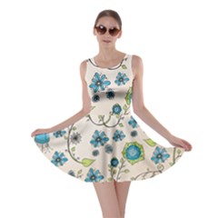 Whimsical Flowers Blue Skater Dress by Zandiepants