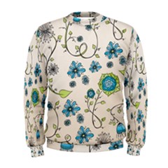 Whimsical Flowers Blue Men s Sweatshirt by Zandiepants