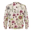 Pink Whimsical flowers on beige Men s Sweatshirt View2