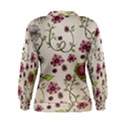 Pink Whimsical flowers on beige Women s Sweatshirt View2