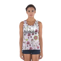 Pink Whimsical Flowers On Pink Tops by Zandiepants